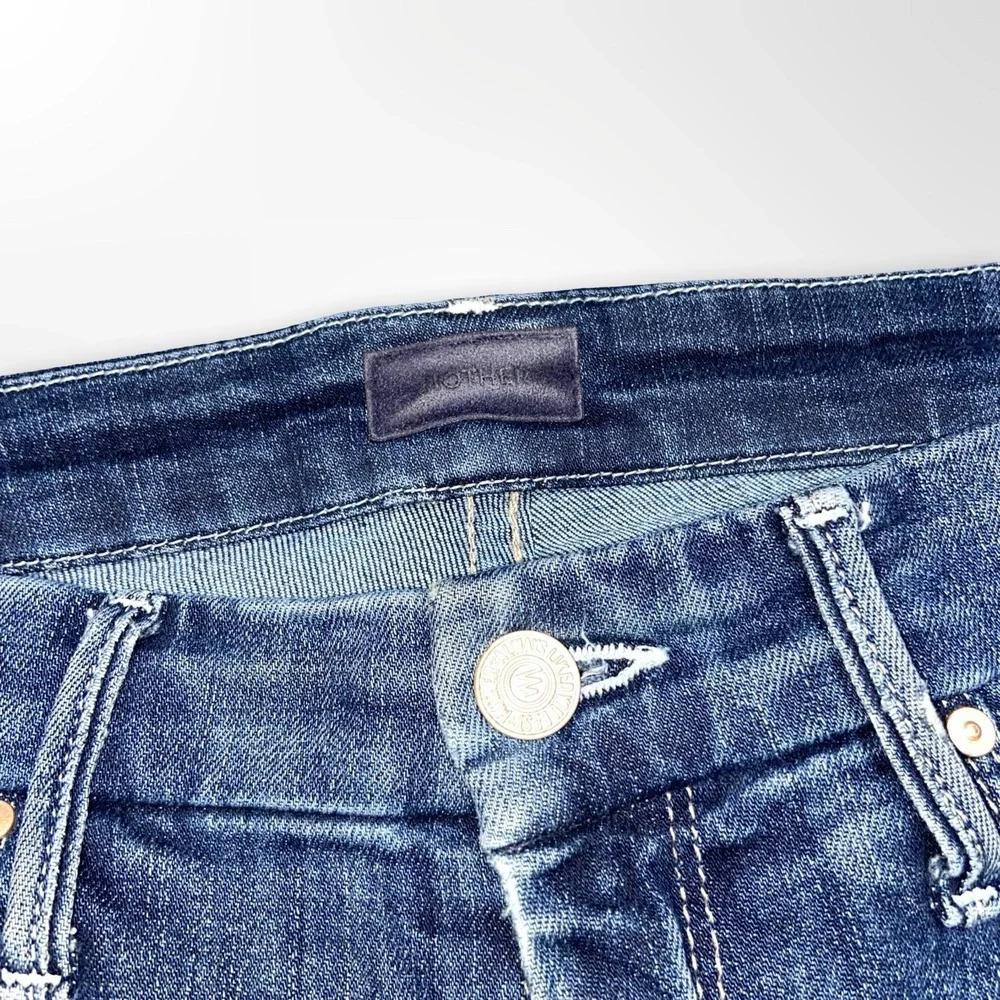 MOTHER The Looker Crop Women's Jeans Size 26 Blue Distressed Skinny Stretch